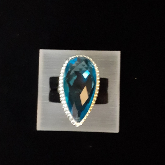 10 CT BLUE AQUAMARINE S925 Silver RING SZ. 7 - Picture 1 of 3